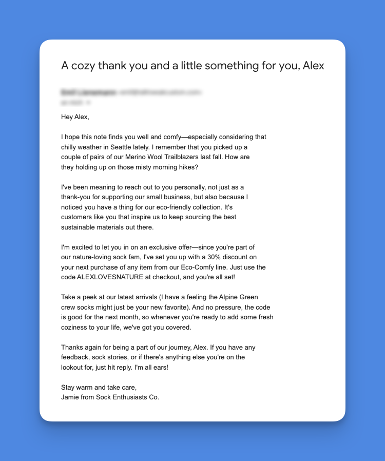 Example of a well-personalized E-Mail